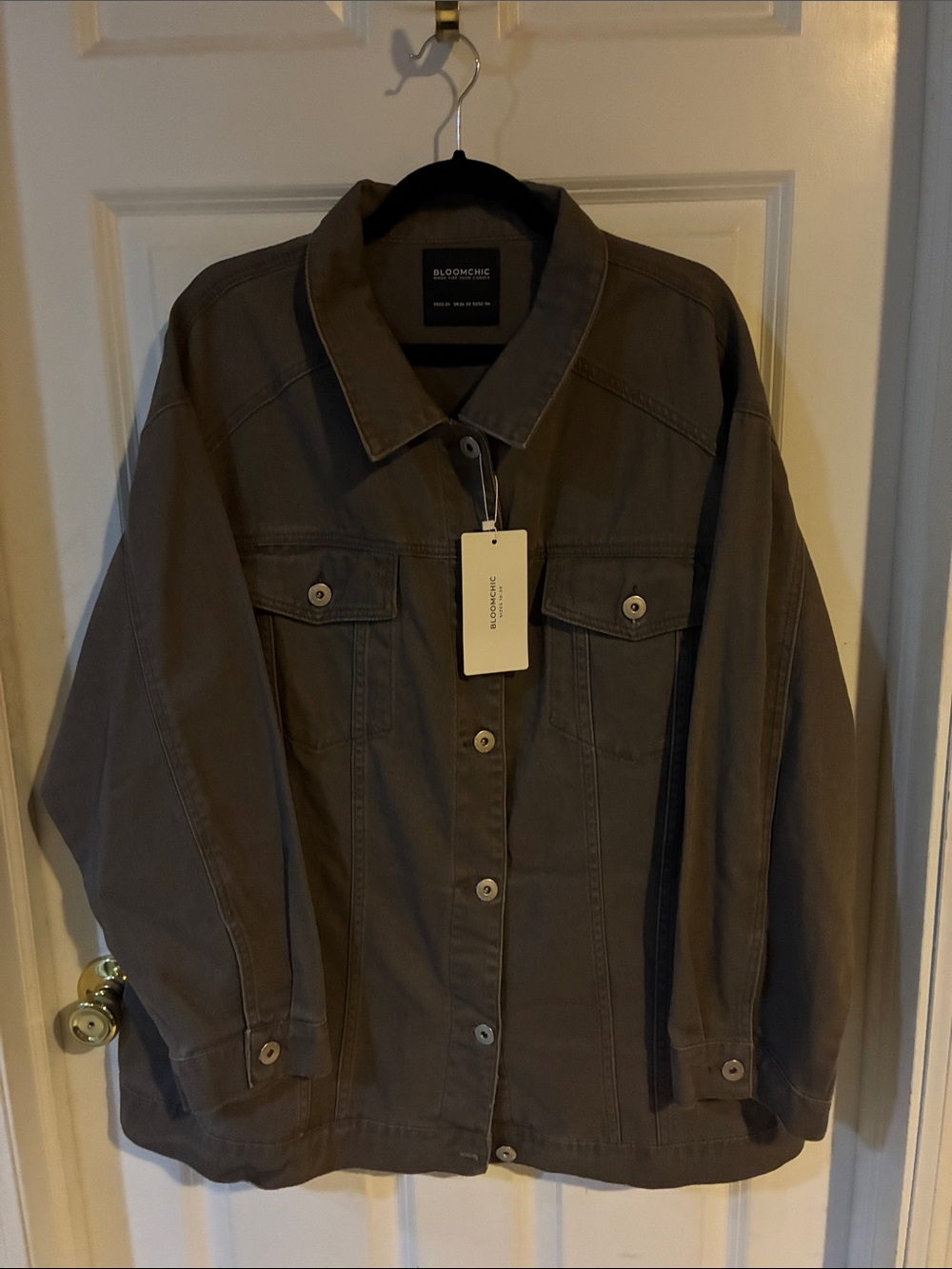 NWT BloomChic  Olive Utility Denim Jacket with Button Front Size 22/24